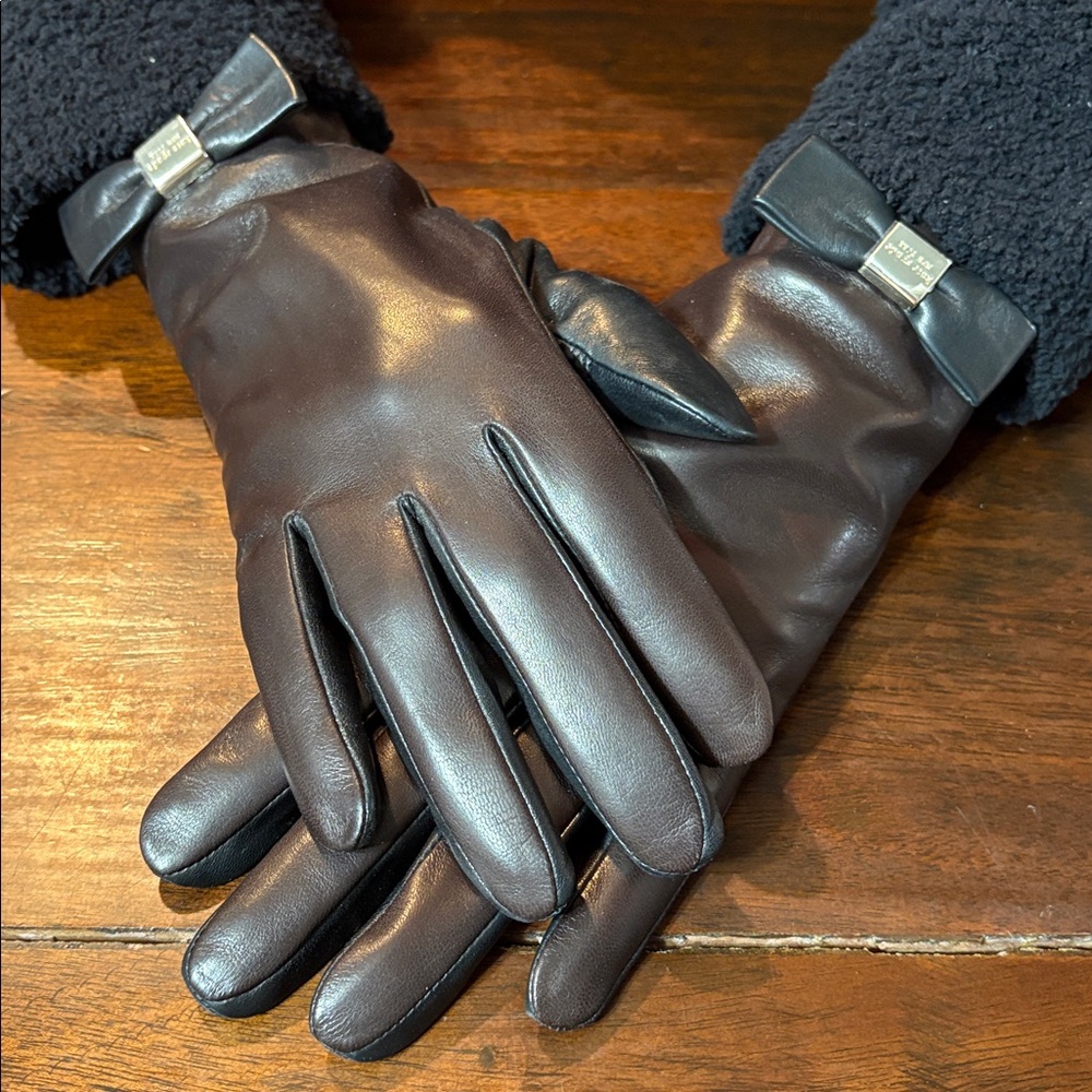KATE SPADE NY Two-Tone Leather Gloves Size/L